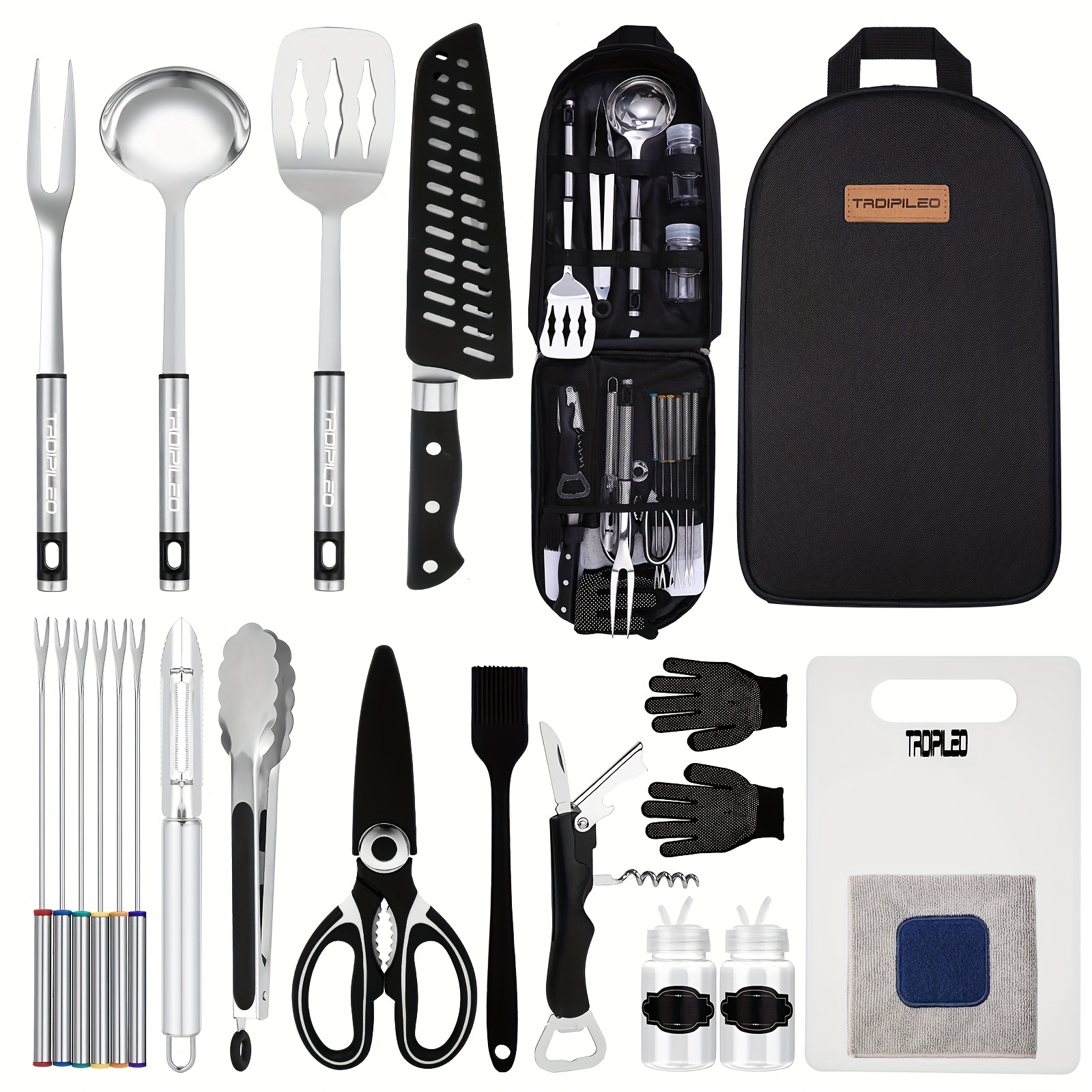 

Grilling And Camping Cooking Utensils Set For The Outdoors Bbq Camping Utensil Set Camping Kitchen Set Cookware Accessories Camping Essentials Camp Cooking Set