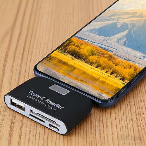 type reader otg reader writer portable 4 in 1 multifunctional adapter compatible with sd tf usb flash drives etc suitable for car computer mobile phone plug and play for external storage devices