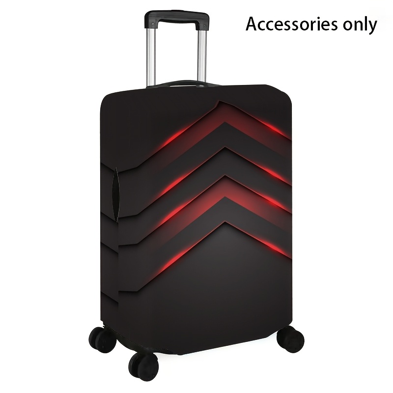 TEMU Travel Essential, Red Light V-shaped Pattern, Pattern Suitcase Cover Wheel Suitcase Dust-proof Elastic Travel Accessory