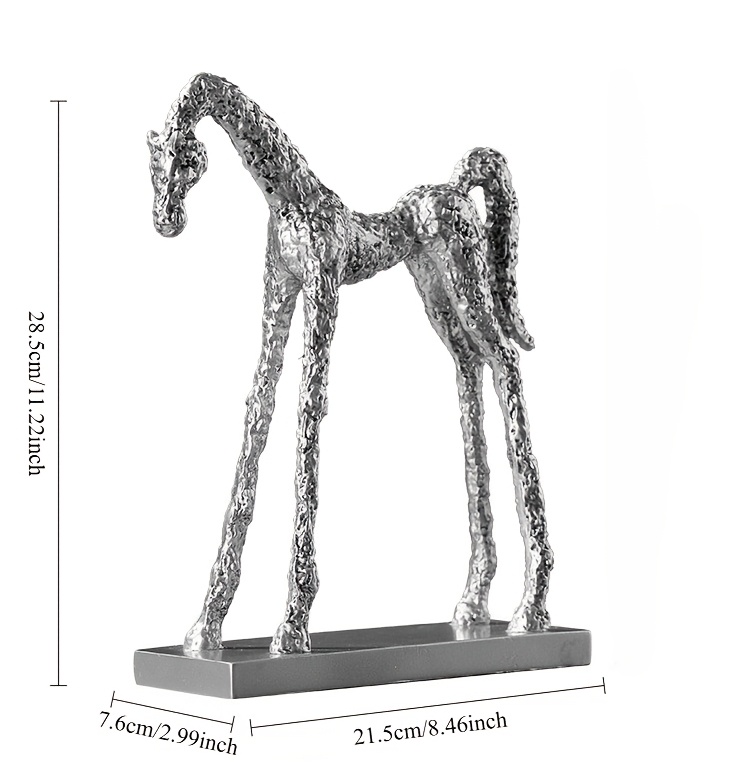 1pc of Resin Silvery Vintage Silvery Horse Ornament | Artistic Craft Table Decoration for Living Room, Entrance, Study, Home Decor, Long-legged Horse Modern Sculpture