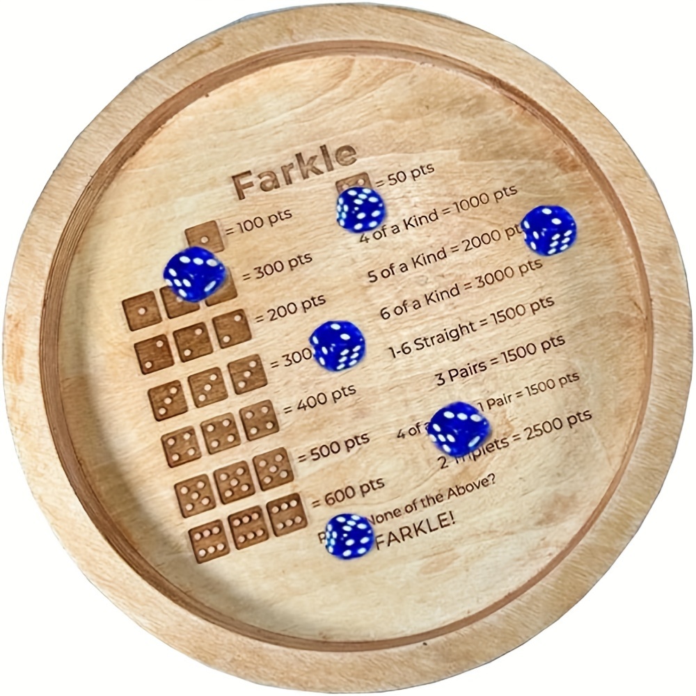 

Bxe Premium Wooden Farkle Dice With 6 Dices - Family Parties & Games