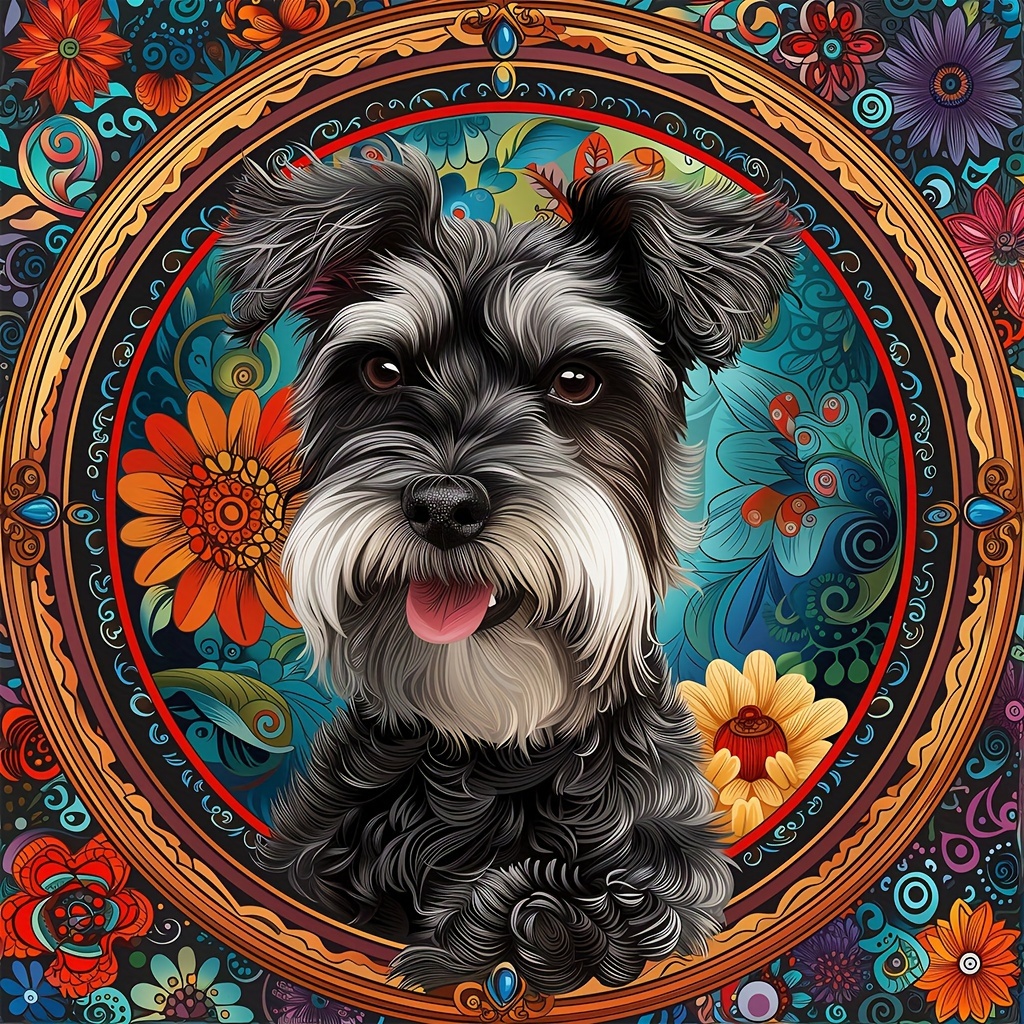 

1pc 40x40cm/15.7x15.7in Diy 5d Diamond Art Painting Without Frame, Cute Schnauzer Full Rhinestone Painting, Diamond Art Painting Embroidery Kit, Handmade Home Room Office Wall Decor