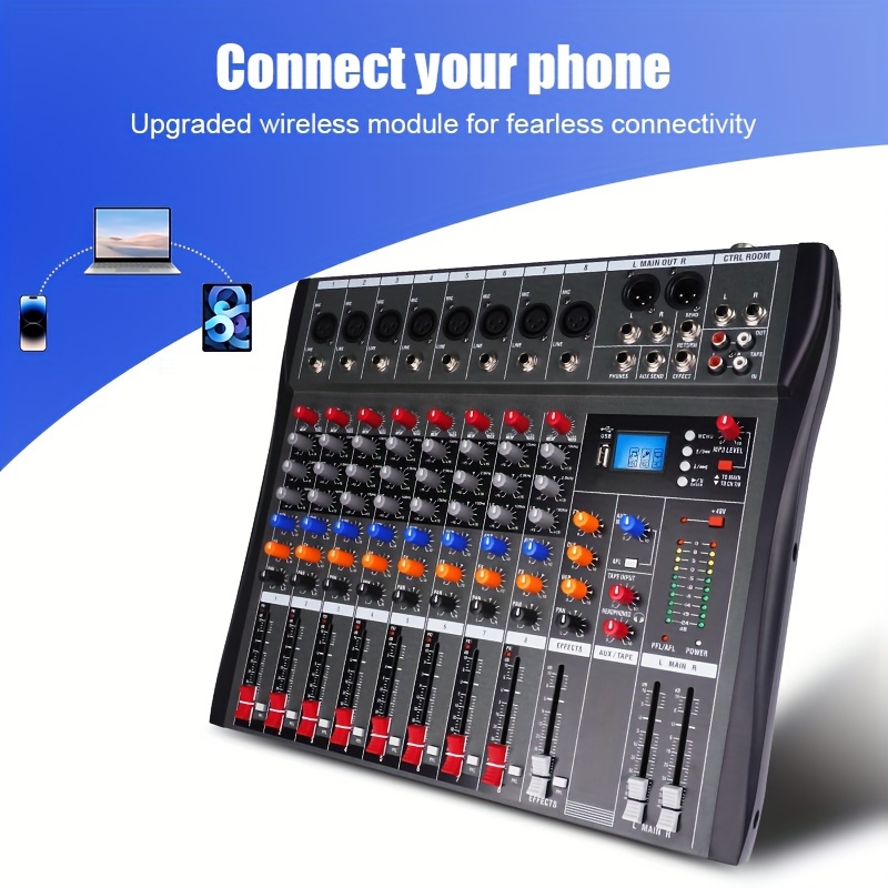 6/8/12 Channel Mixer Professional Mixer Usb Xlr 48v Temu