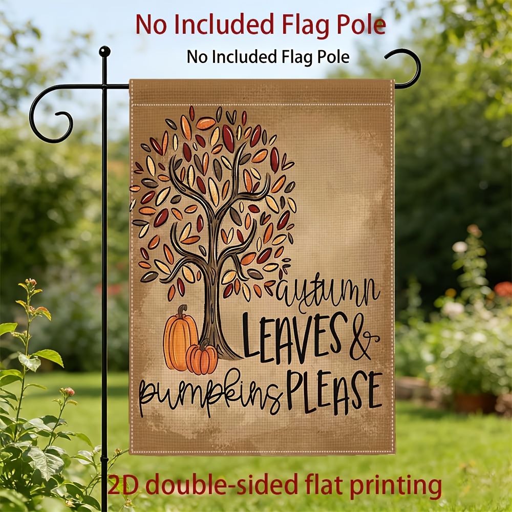 TEMU 1pc 12x18 Inch Double-sided Printed Garden Flag With And Pumpkin Pattern, Outdoor Yard Flag For Holiday Yard And House Decoration, Lawn And