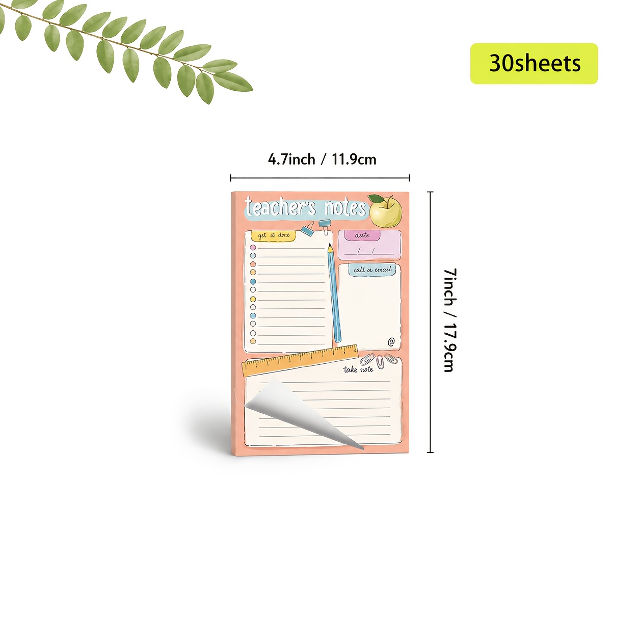 TEMU 1pc 30-sheet "teacher's Notes" Planner, 4.7 X 7 Inches (11.9 X 17.9 Cm) Sectioned With To-do, Date, Communication, And Notes Sections, With Cute
