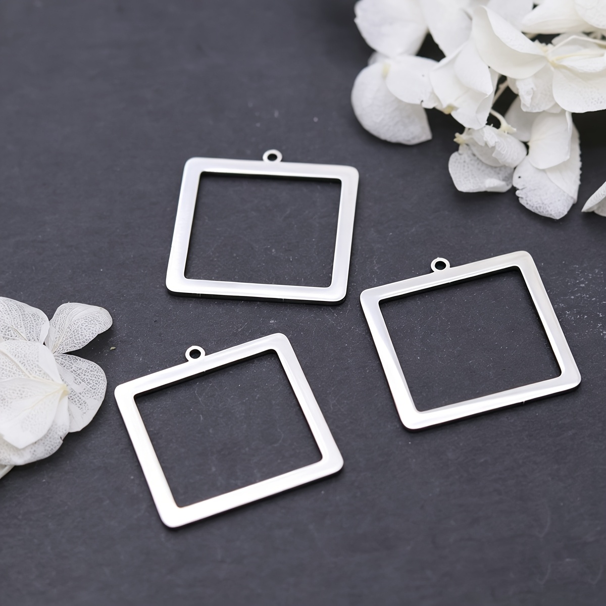 TEMU 3 ciondoli geometrici per creazione di gioielli, ciondoli in acciaio inossidabile, braccialetti con nappa, orecchini, aggiunte fatte a