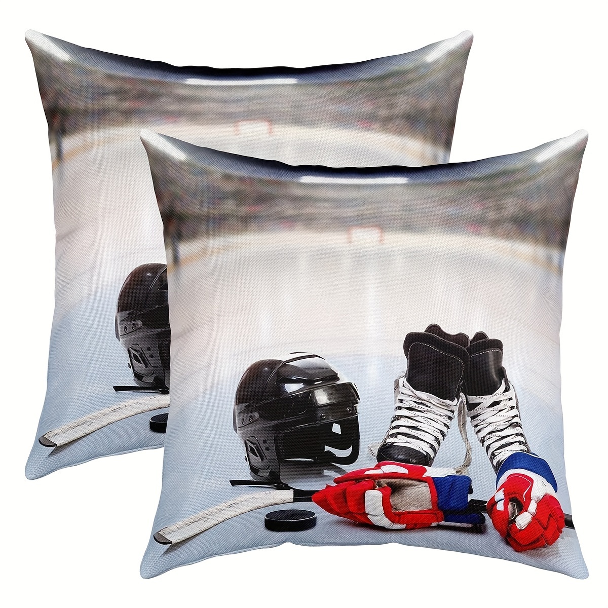 

2pcs Ice Hockey Short Plush Pillow Covers, Sports Throw Pillow Covers For Home Bed Couch, Sports Games Theme Cushion Covers, No Pillow Insert, 18 X 18 Inch