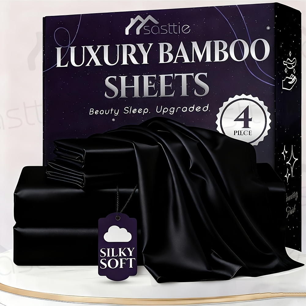 TEMU Bamboo Bed Sheet Set - 100% Bamboo Blend - 16" Deep Pocket With Elastic - Breathable Hotel Sheets And Pillowcase Set - Great Christmas Gifts