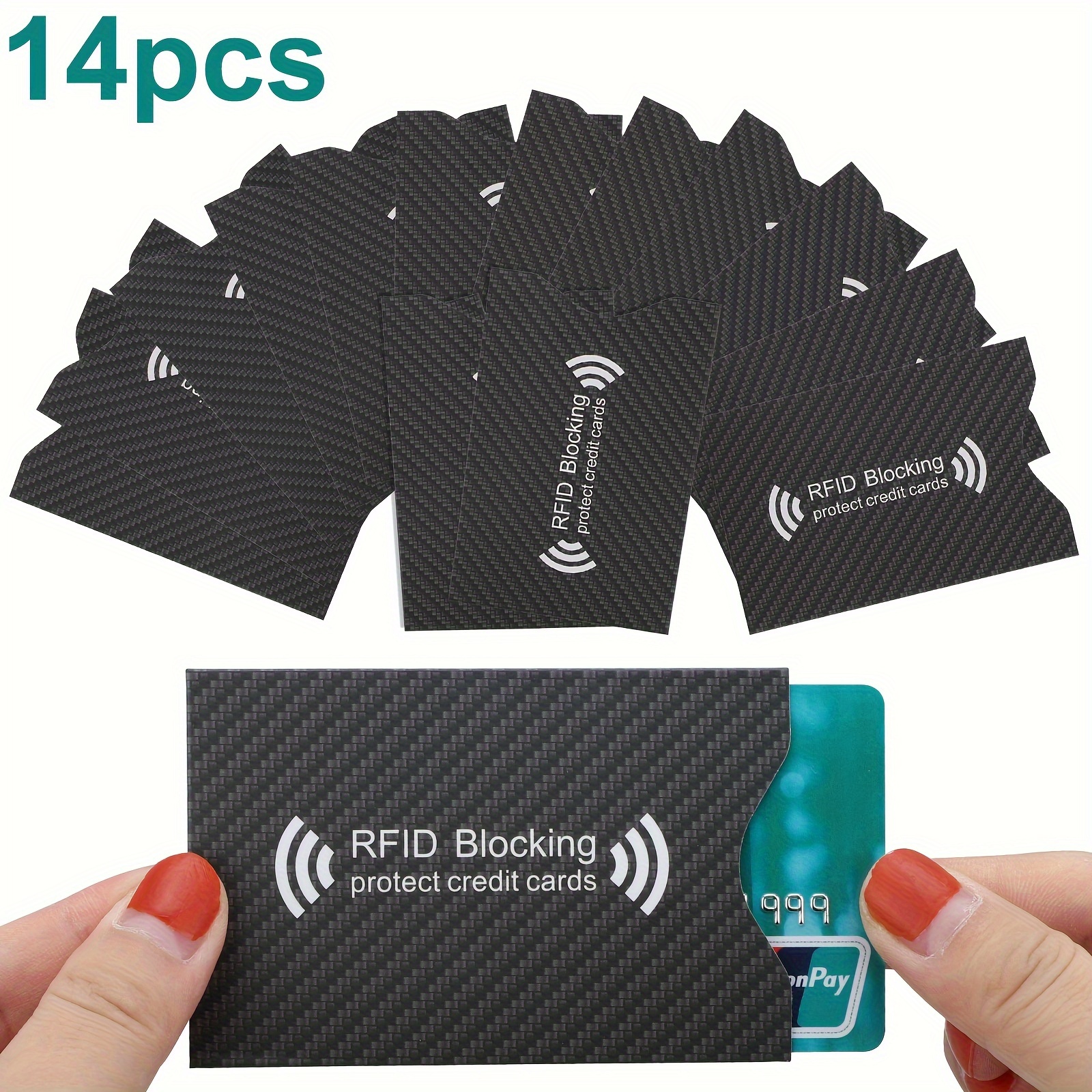 

14pcs Rfid Blocking Sleeves, Credit Card Protector, Anti Theft Safety Protection Case Covers With