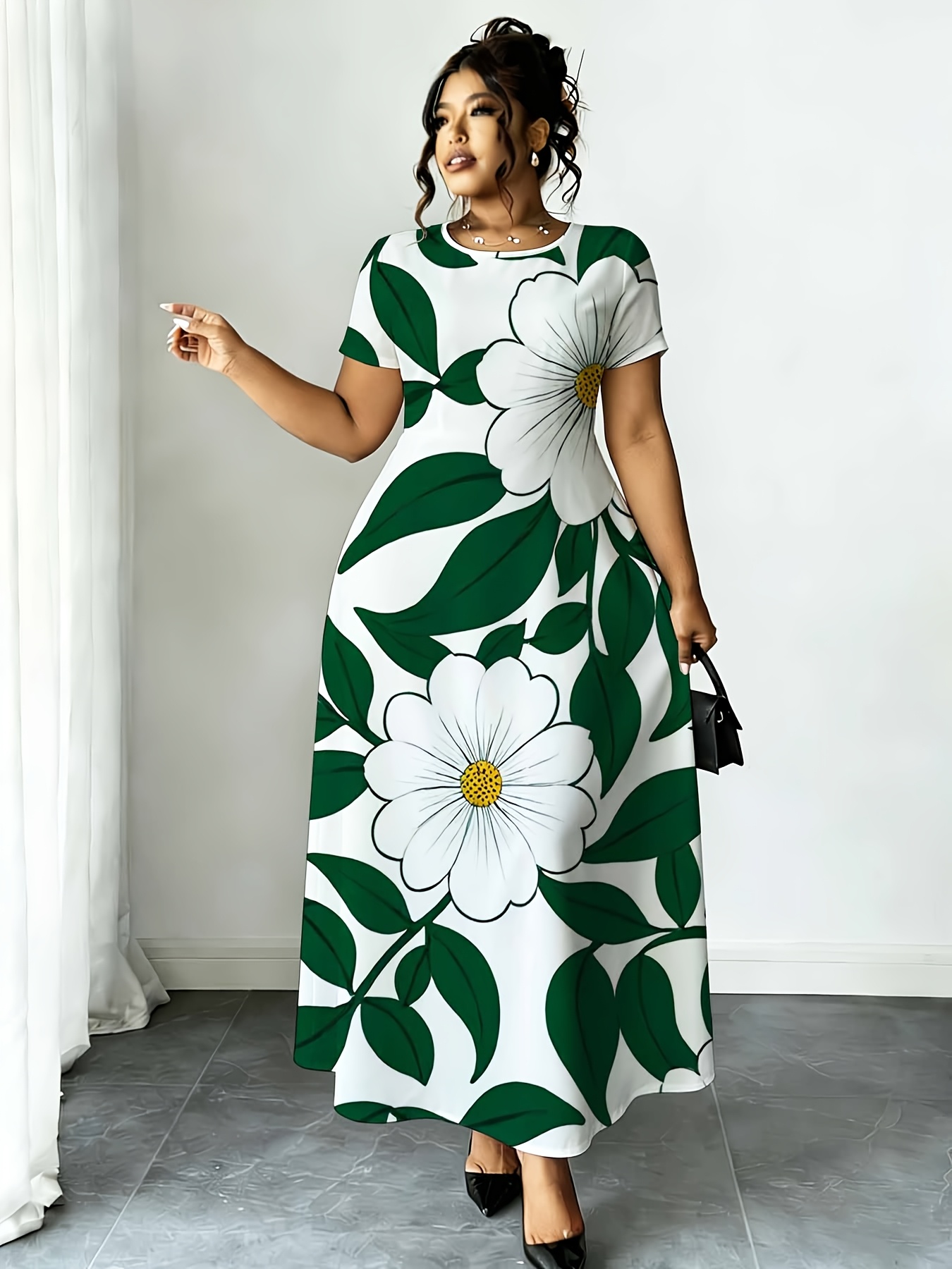 plus size green and white dress P.A.R.O.S.H.-Roma T-Shirt Dress-Dresses main image 1