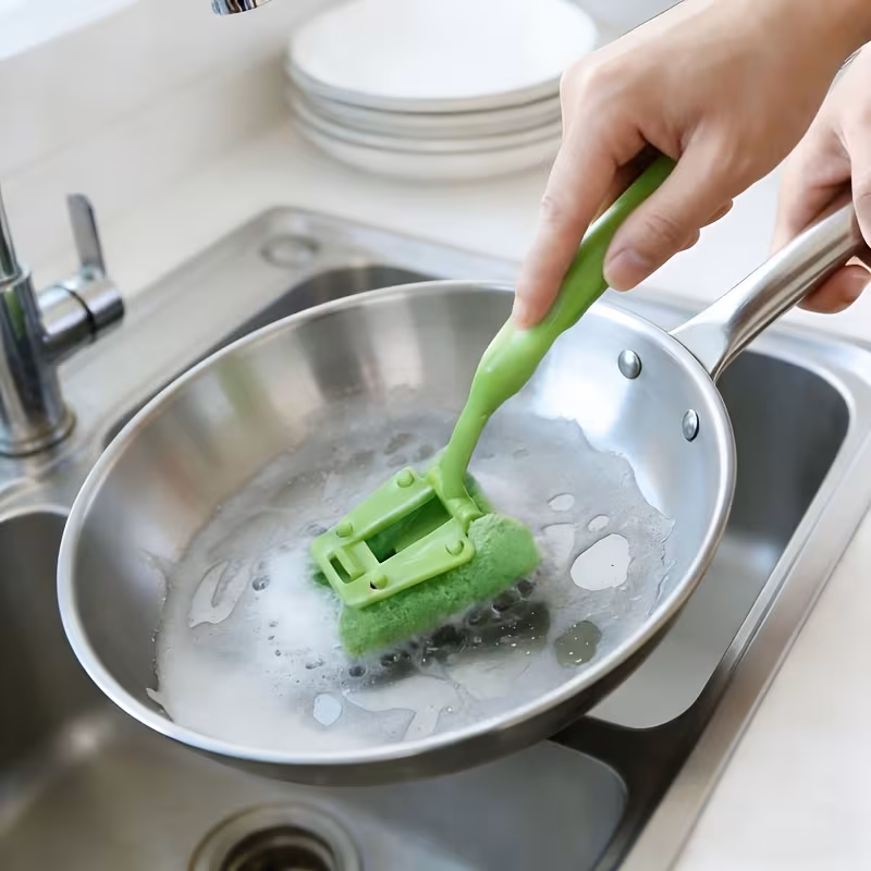 non scratch sponge dish brush with ergonomic handle durable plastic kitchen cleaning brush for dishes plates bowls scrub brush Product details 2