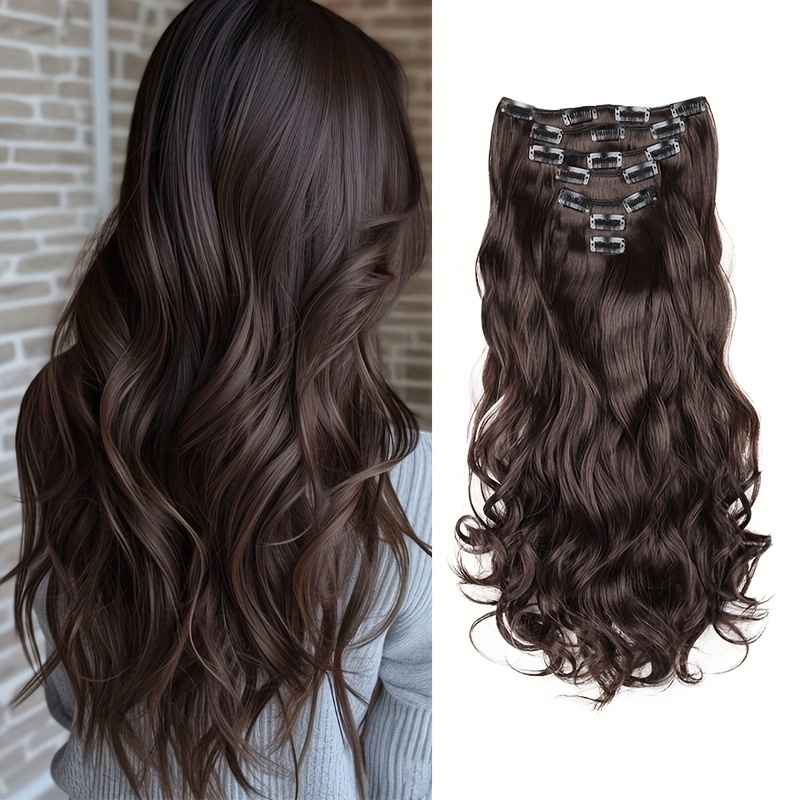 Image of Elegant Mixed -in Hair Extension For Women - 16 Clips, Long Wavy Curly Synthetic Hairpiece For & Styling
