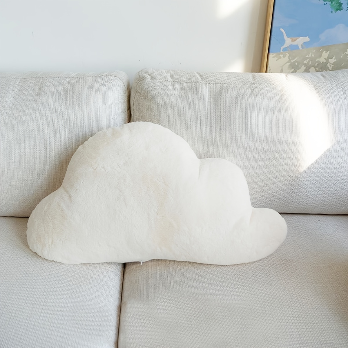 E-shop Weicher Plüsch-Weiße-Wolken-Kissen – Gemütlicher Deko-Akzent für Sofa, Schlafzimmer oder Auto – Leichtes und flauschiges Design, ideal für