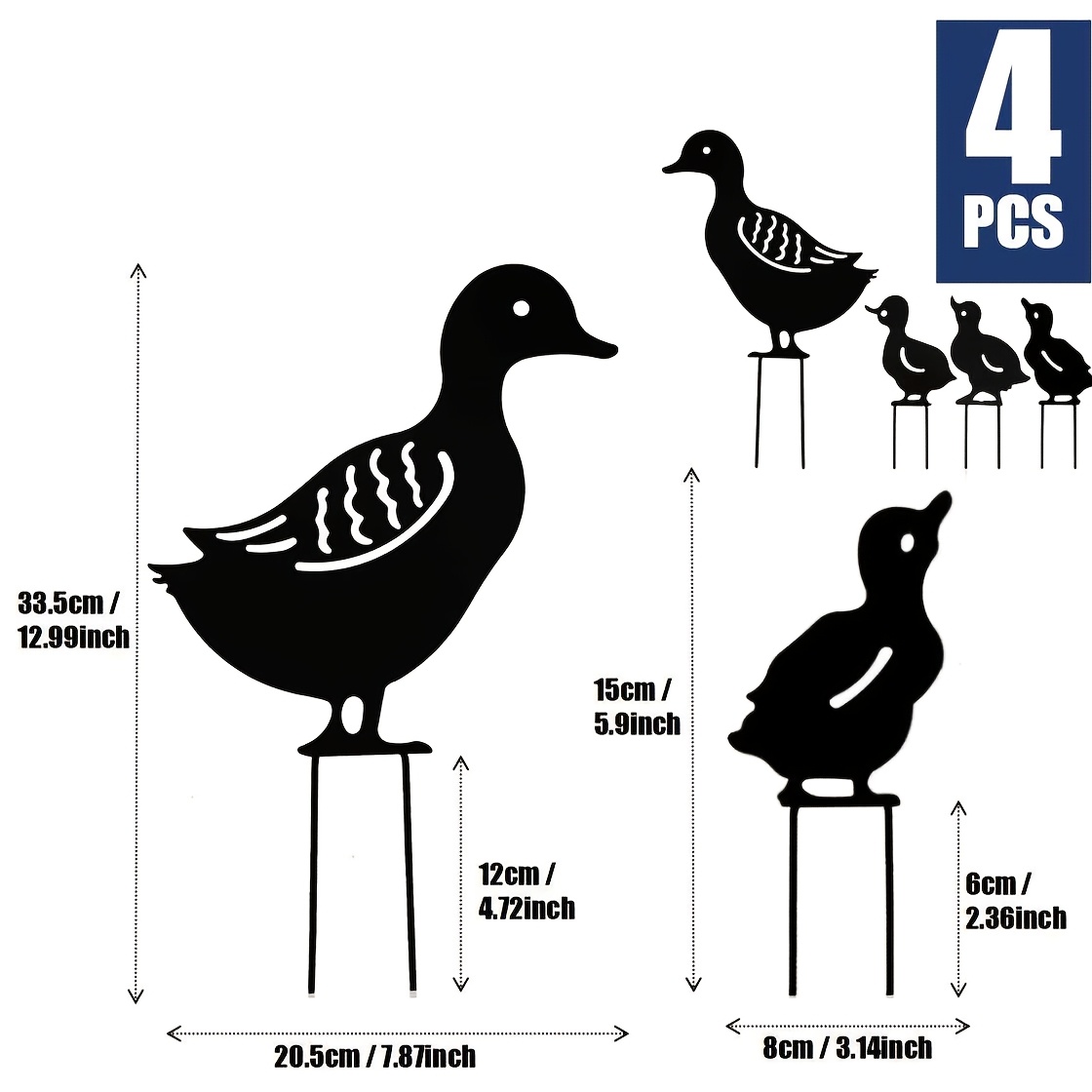 TEMU -pcs Garden Metal Statue Ornaments Decor, Garden Animal Iron Metal Statue Decor Designs For Outdoor Garden, Fence, Yard, Lawn, Patio