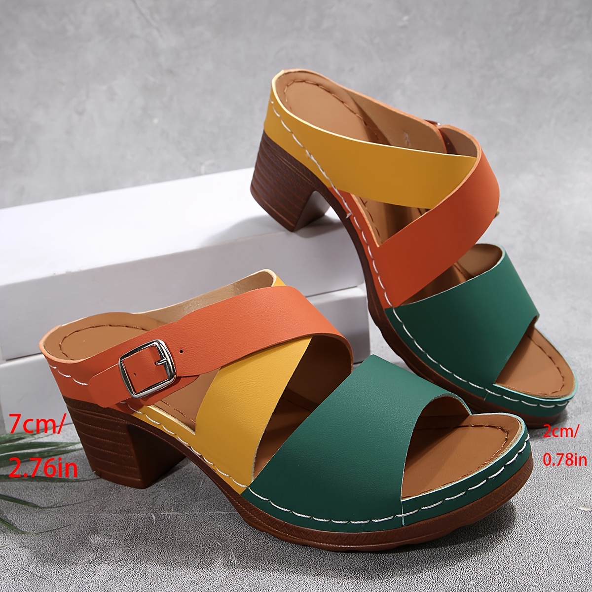 Women'S 2025 Summer Fashionable Wedge Sandals - Comfortable, Slip-On Platform Shoes with Colorful Straps, Synthetic Upper, TPR Sole, Low Heel, Casual Footwear|Colorful Strap Sandals|Synthetic Shoes