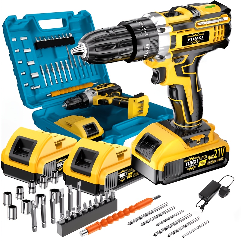 item picture 21v cordless drill set cordless rechargeable drill set   no battery 1 or 2pcs 2 0ah batteries drill set with   accessory kits for construction industrial home decoration ideal gift for men