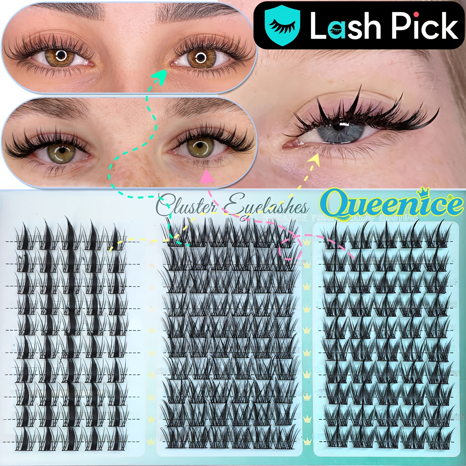 Image of 160pcs Queenice Wispy Lash Clusters - /korean Style D Eyelash Extensions Suitable For, Diy Cluster Lashes With Natural Invisible Band, Volume & Length For At Home, Anime,, Eye Styles