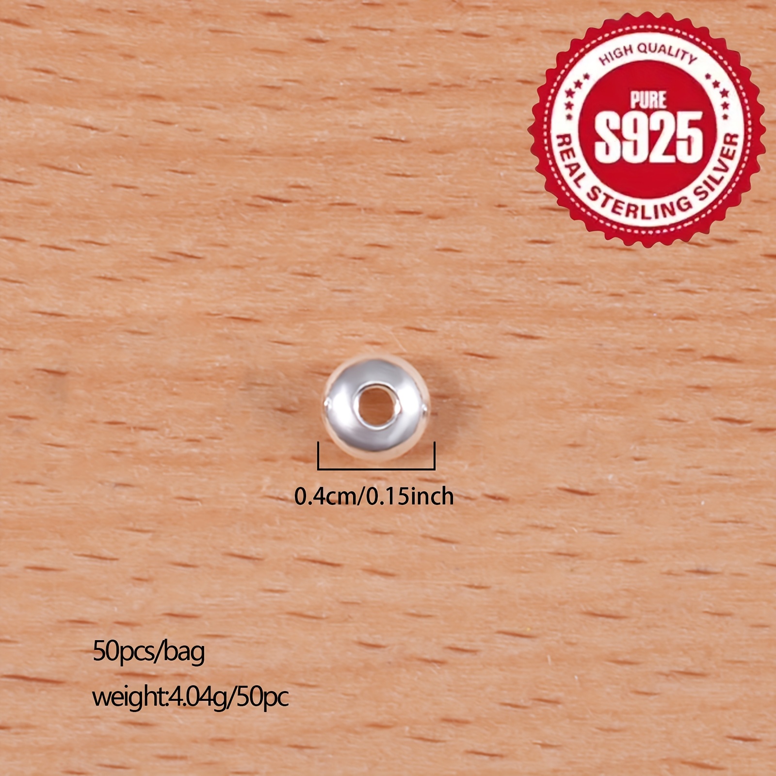 50pcs S925 Sterling Silver Spacer Beads for Jewellery Making