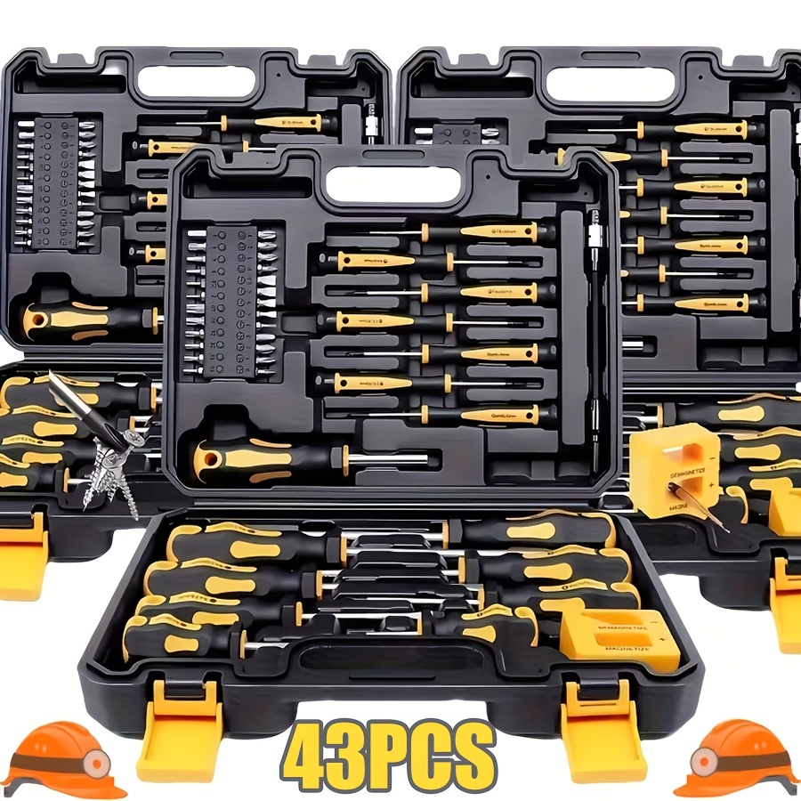 43pcs magnetic screwdriver set with magnetizing and demagnetizing tools interchangeable batch head ergonomic handle and magnetic base suitable for manual tools in automobiles and electronic products precision screwdriver set for tools for men