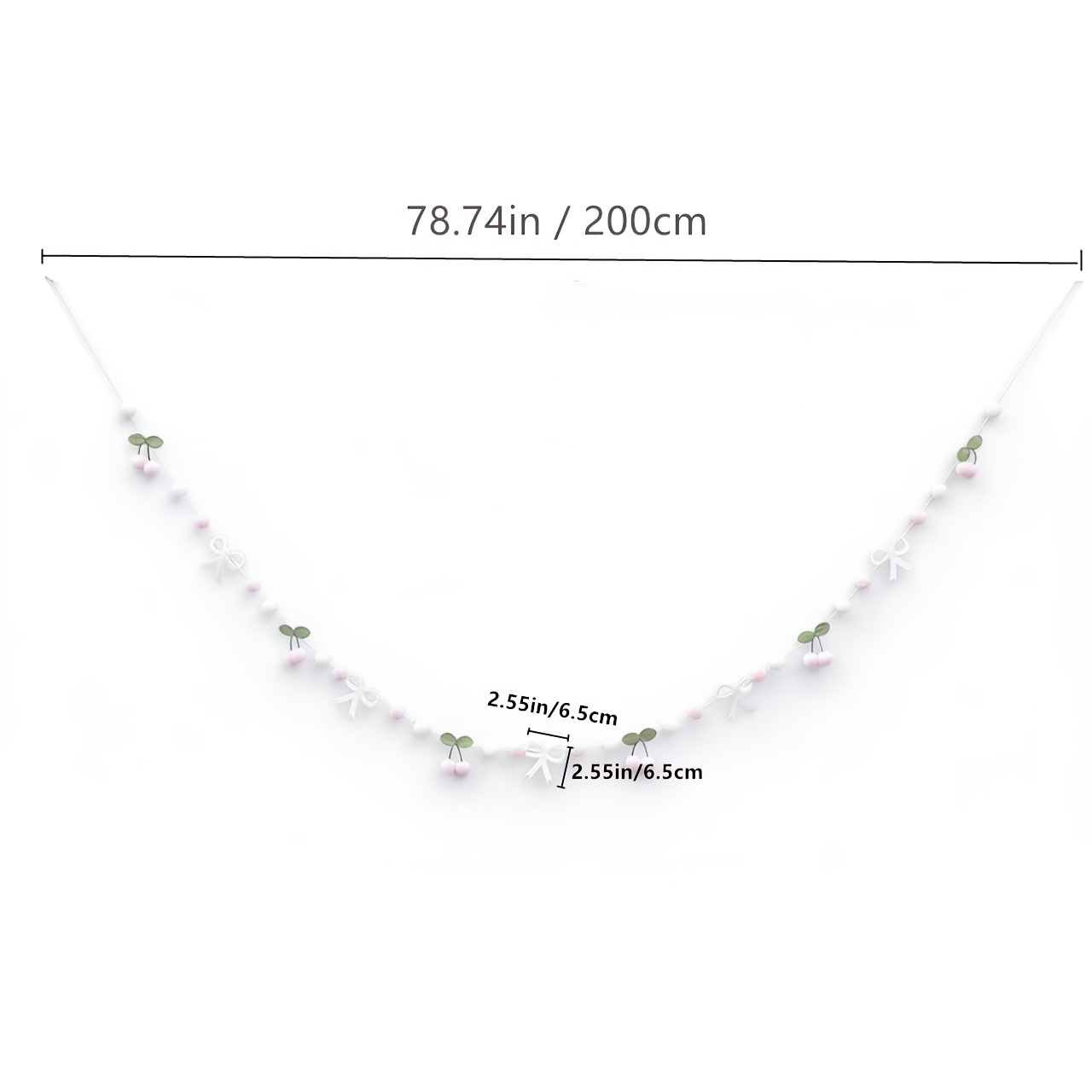 Cherry Bow Garland Banner, Cute Pink Red Fruit Bead Decoration