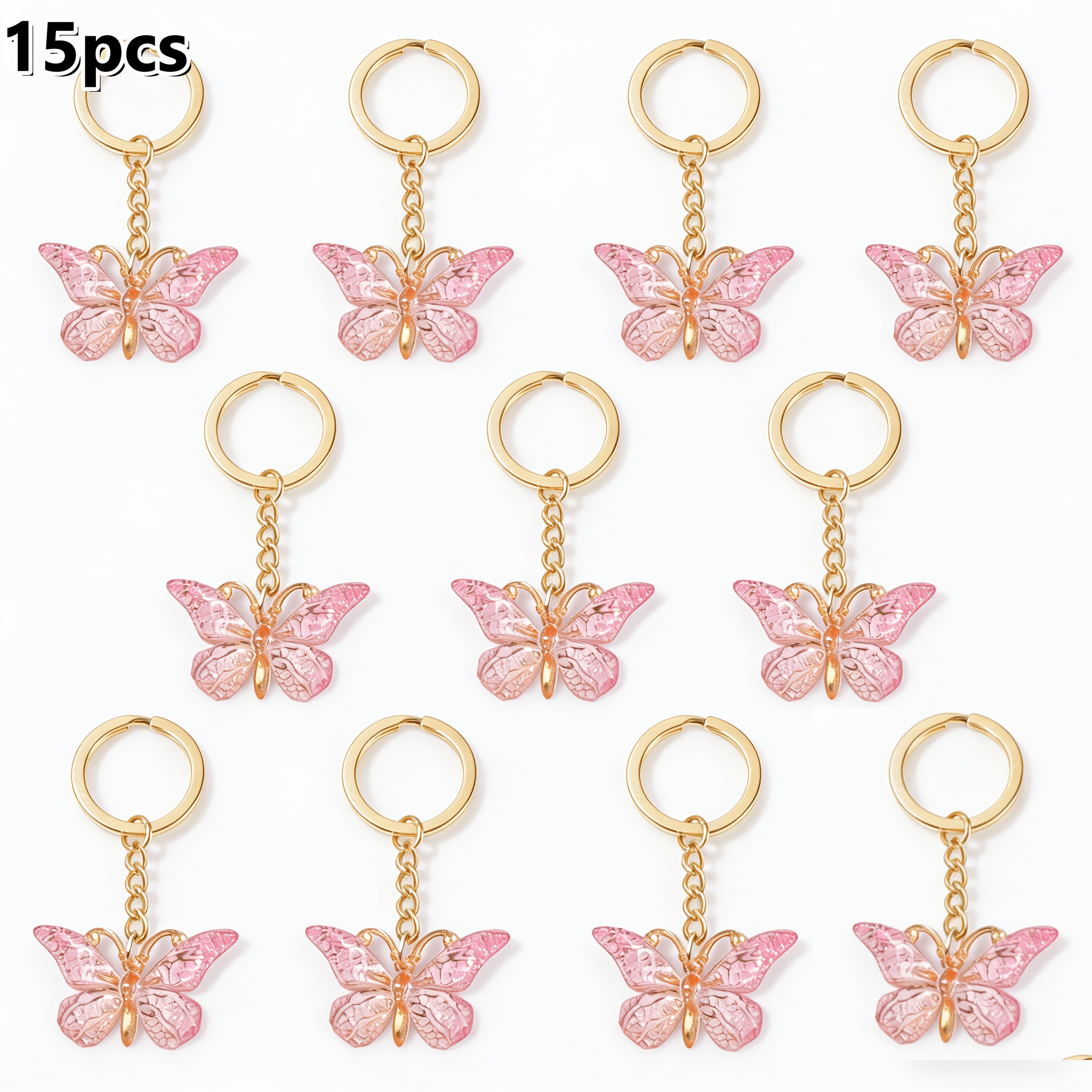TEMU Gift For Her/him 15pcs Multicolor Gradient Keychains, Key Rings, Exquisite Gifts For Holiday Parties. Romantic Keychains, Great Gift Items.