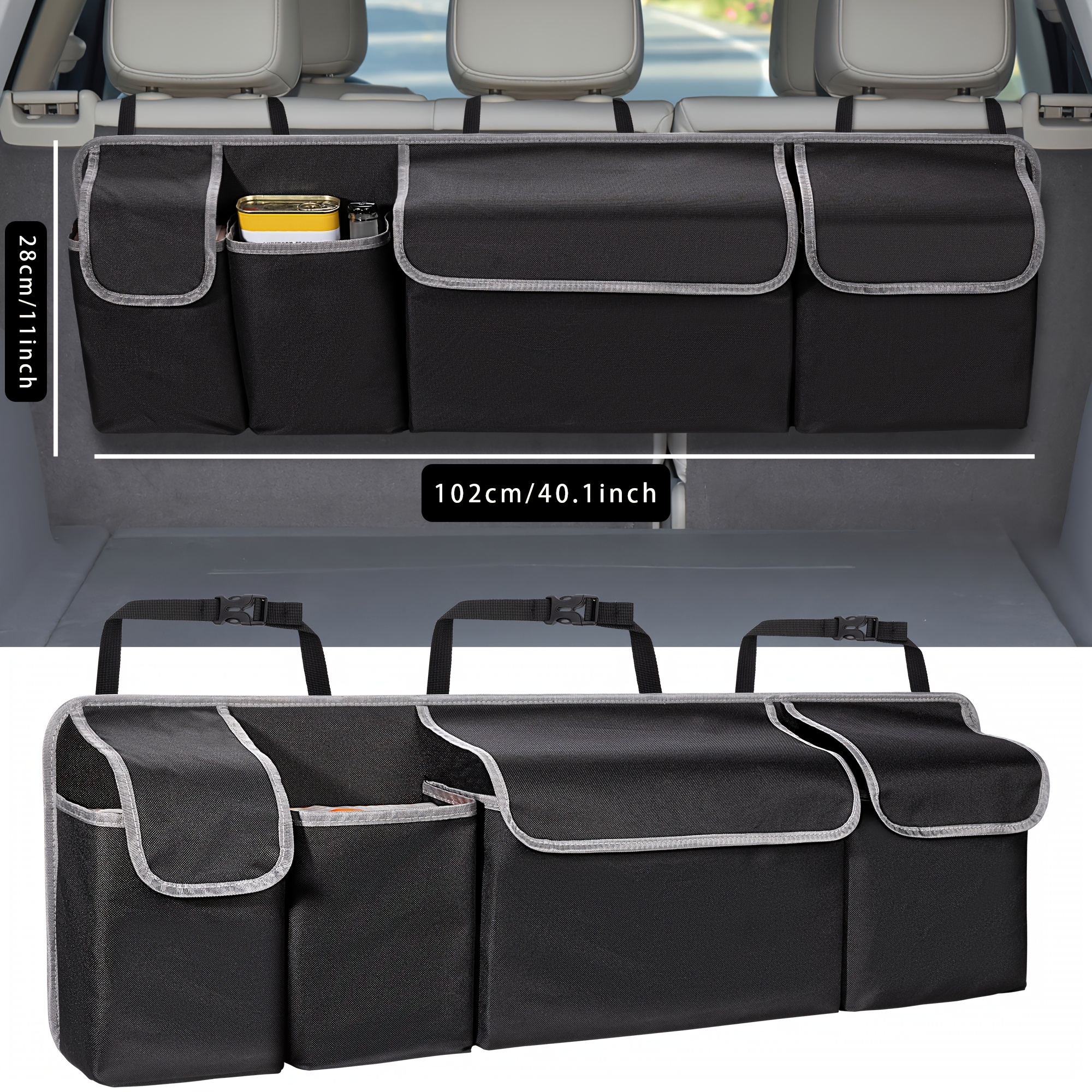 TEMU Universal Car Seat Back Organizer Bag Large Size Storage 600d Oxford Cloth Large Capacity Multi-pocket