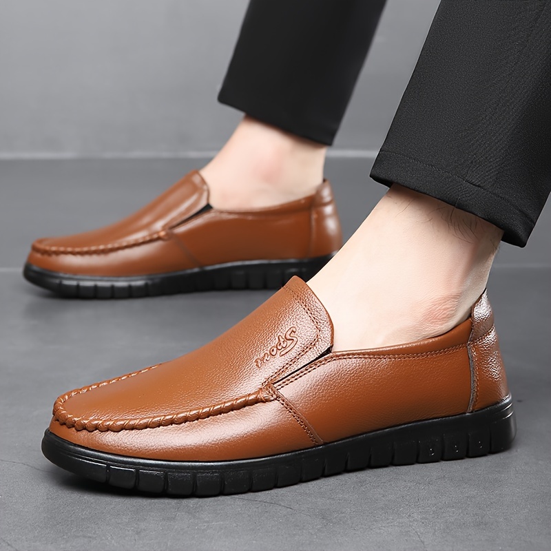 mens cowhide genuine casual shoes new versatile - Temu