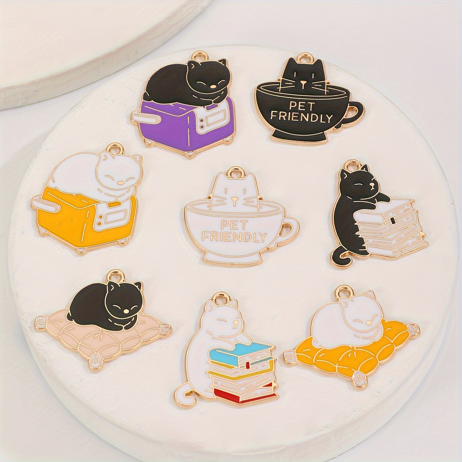 8pcs 16pcs set cute cartoon cat pendant personality creative