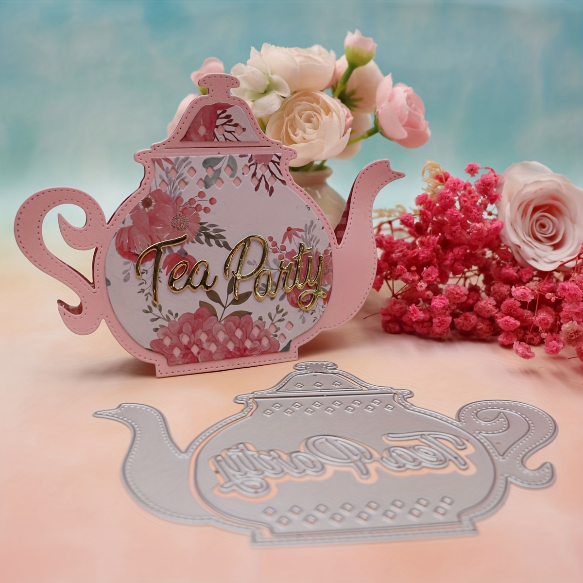 

A Teapot Cutting Mold Coffee Pot Shape Cutting Knife Mold Greeting Card Production