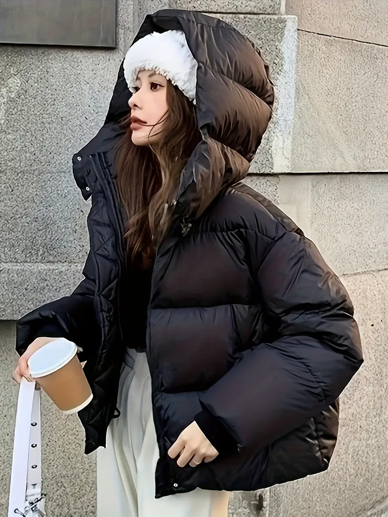 168 hooded black loose bread dress fashion casual thickened - Temu 168 hooded black loose bread dress fashion casual thickened - Temu
