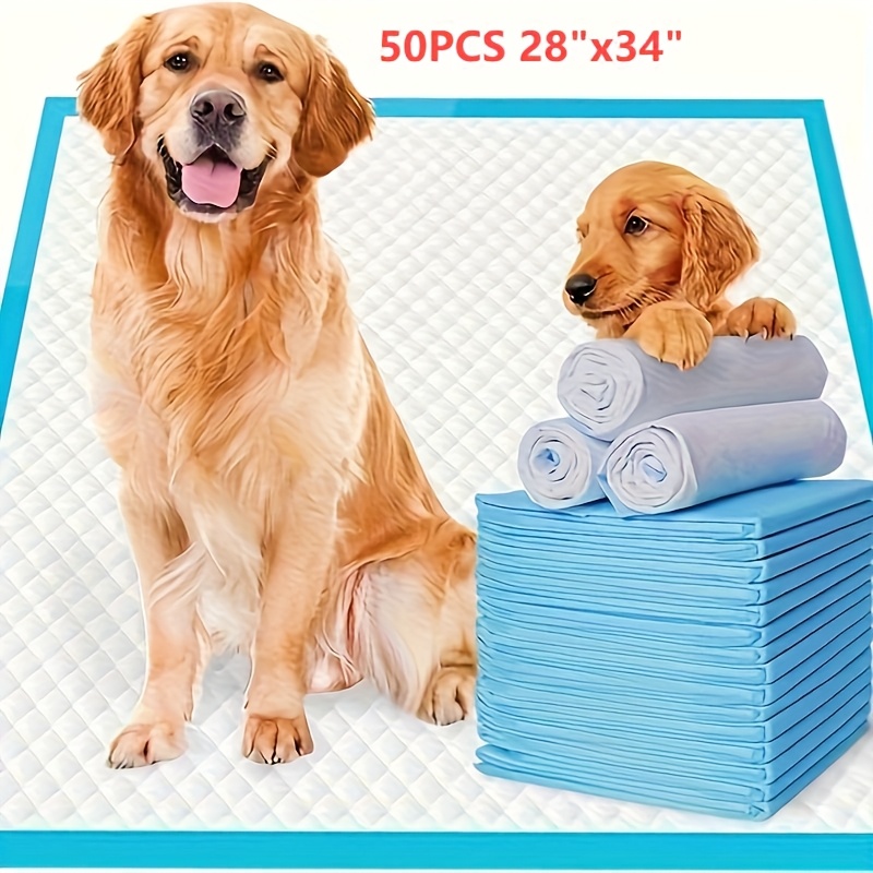 TEMU 28 X 34 Inches Xl Extra Large Dog Pee Pads, Premium Disposable Dog Training Pads, Super Absorbency, Blue Leak-proof