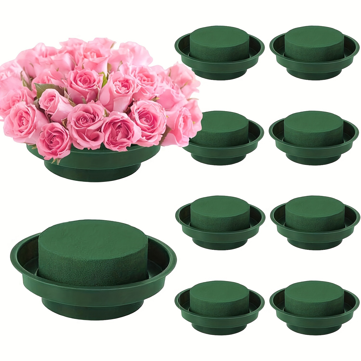 

10-pack Green Floral Foam With Plastic Holder, 4.72" Diameter - Ideal For Diy Flower Arrangements, Wedding & Party Decorations Floral Foam Blocks For Artificial Flowers Floral Foam Round