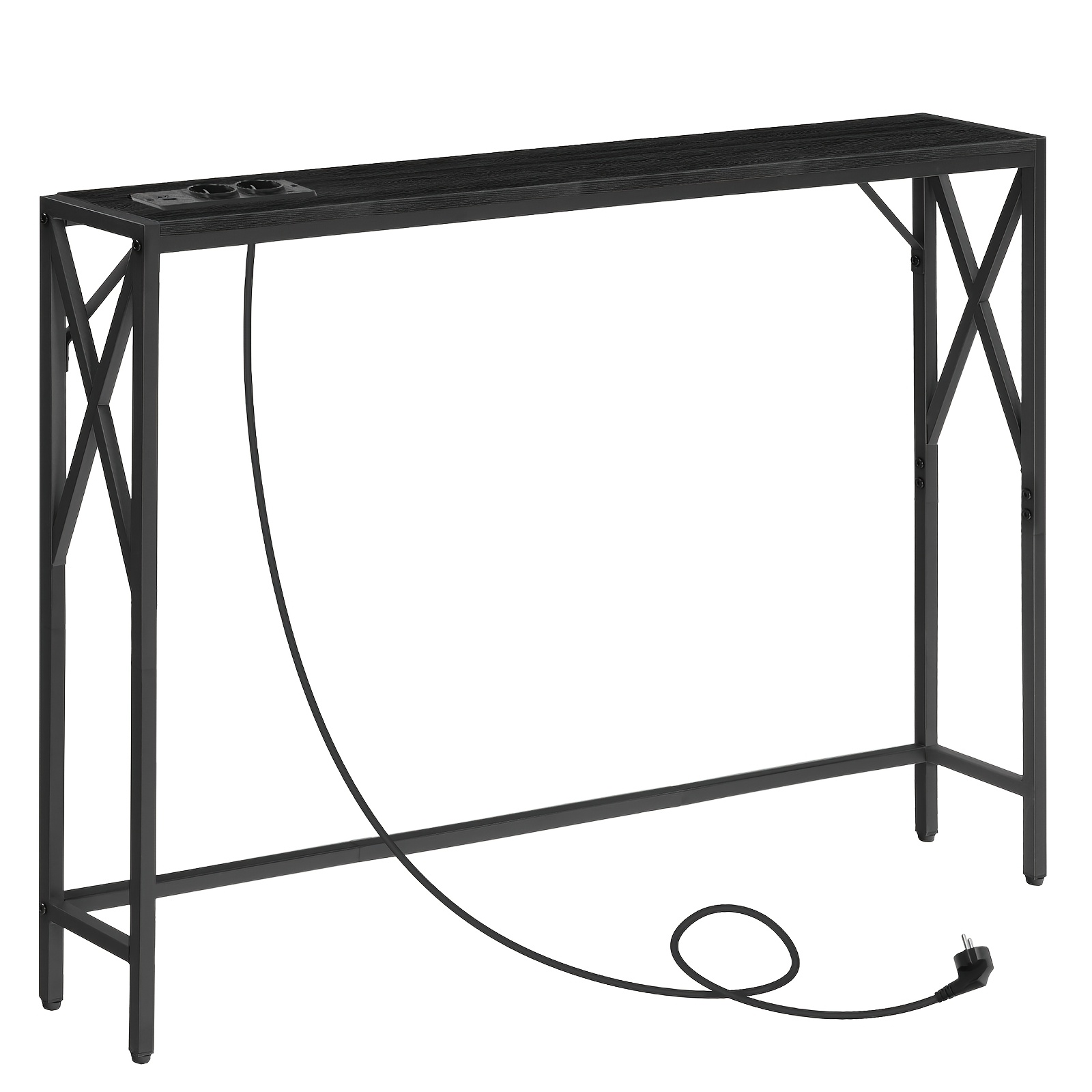 100cm Entryway Table With Charging Station, Narrow Entryway Table, Hallway Table, Display Table, Side Table, Suitable For Entrance Area, Living Room, Hallway, , Stylish Gray Design