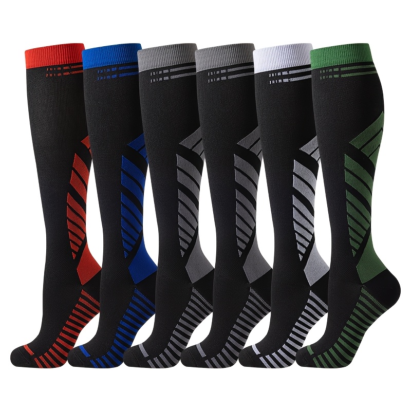 TEMU 6 Pairs Compression Socks For Men And Women, Knitted Fabric The Legs, Durable Material Suitable For Autumn , Outdoor Picnics, Cycling,