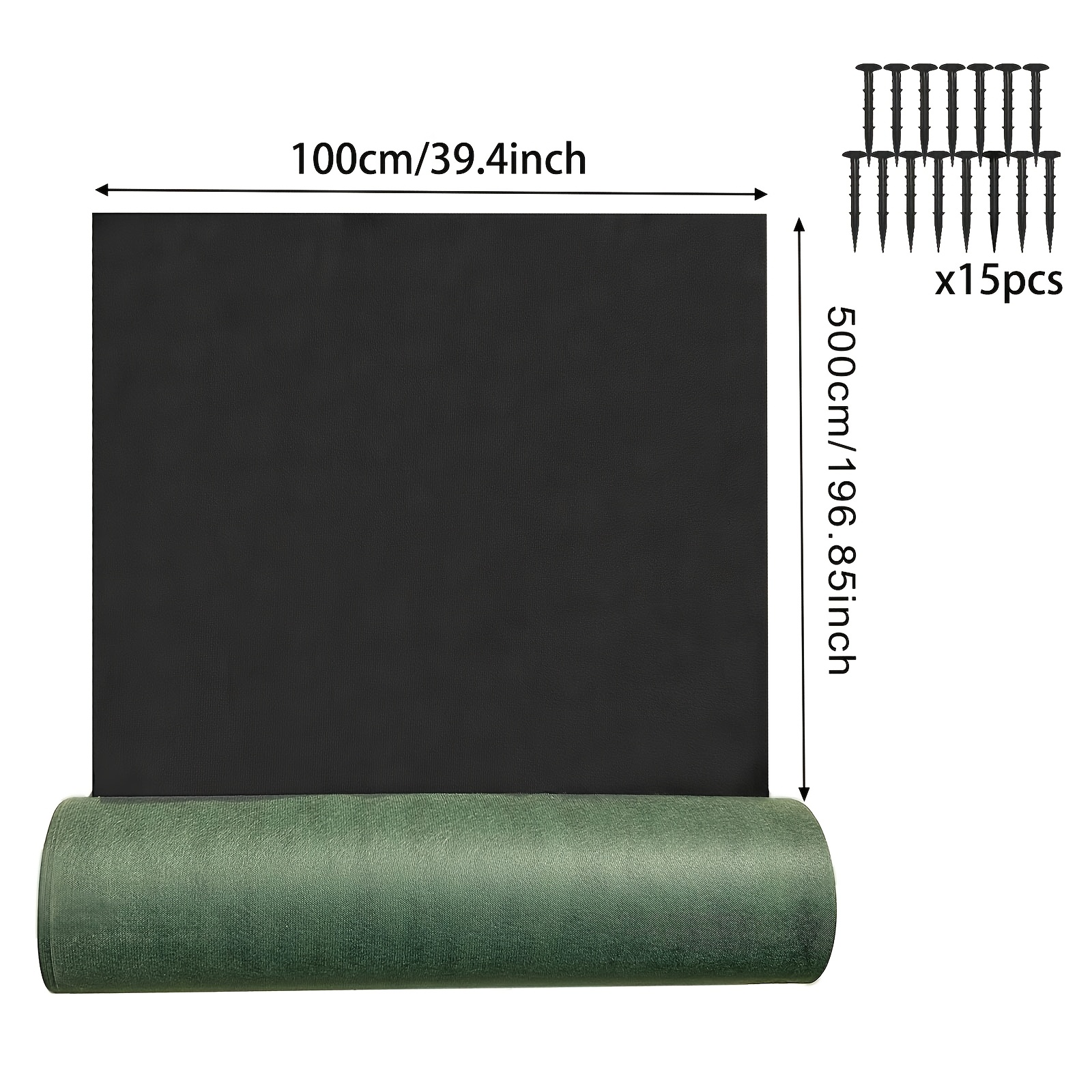 E-shop Schwerlast-Grün-Schwarz Doppelschicht-Unkrautvlies | 2,06 oz/yd² Langlebige Vlies-Gartenlandschaftsmatte | Atmungsaktiv, Sickerfest,