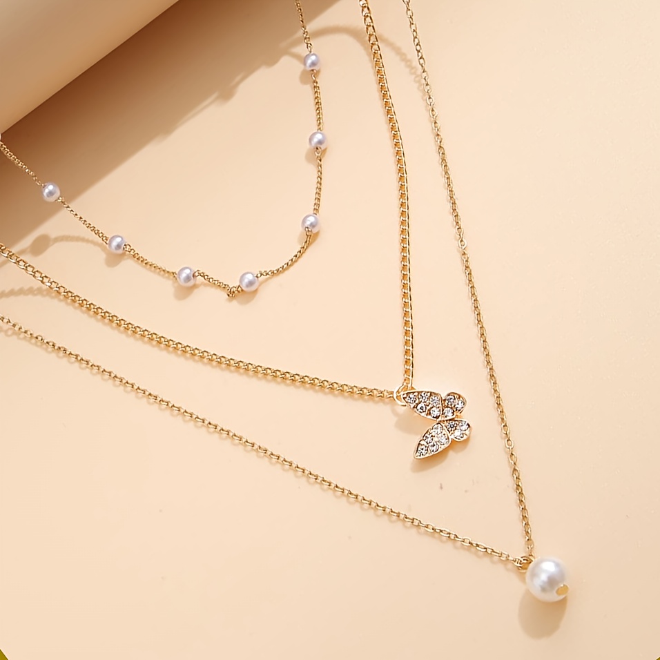 3pcs Split Layer Butterfly Necklace Set for Women