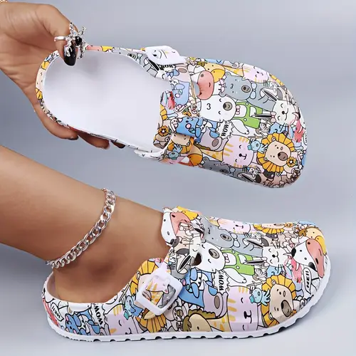 summer designer printed waterproof slippers close toe clogs outdoor beach garden shoes soft sole casual women slides