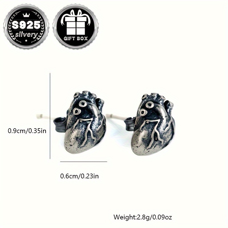 925 Sterling Silver Personalized Heart Shape Stud Earrings