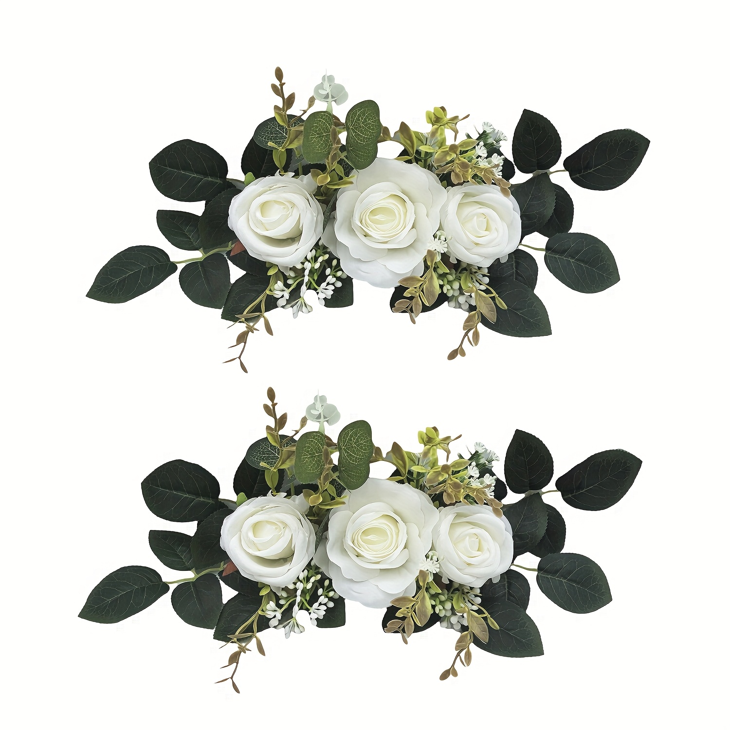 2pcs Home Decor Chair Back Flowers Wedding Simulation Rose High-end Table Decoration Suitable For Wedding Parties Photography