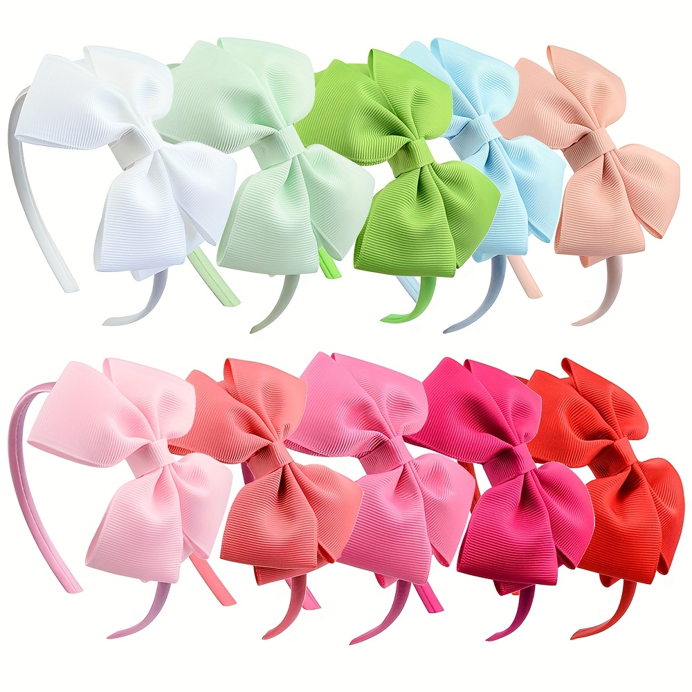 Set Of 10 Stylish And Cute Double-layer Handmade Bow Headbands For Girls.