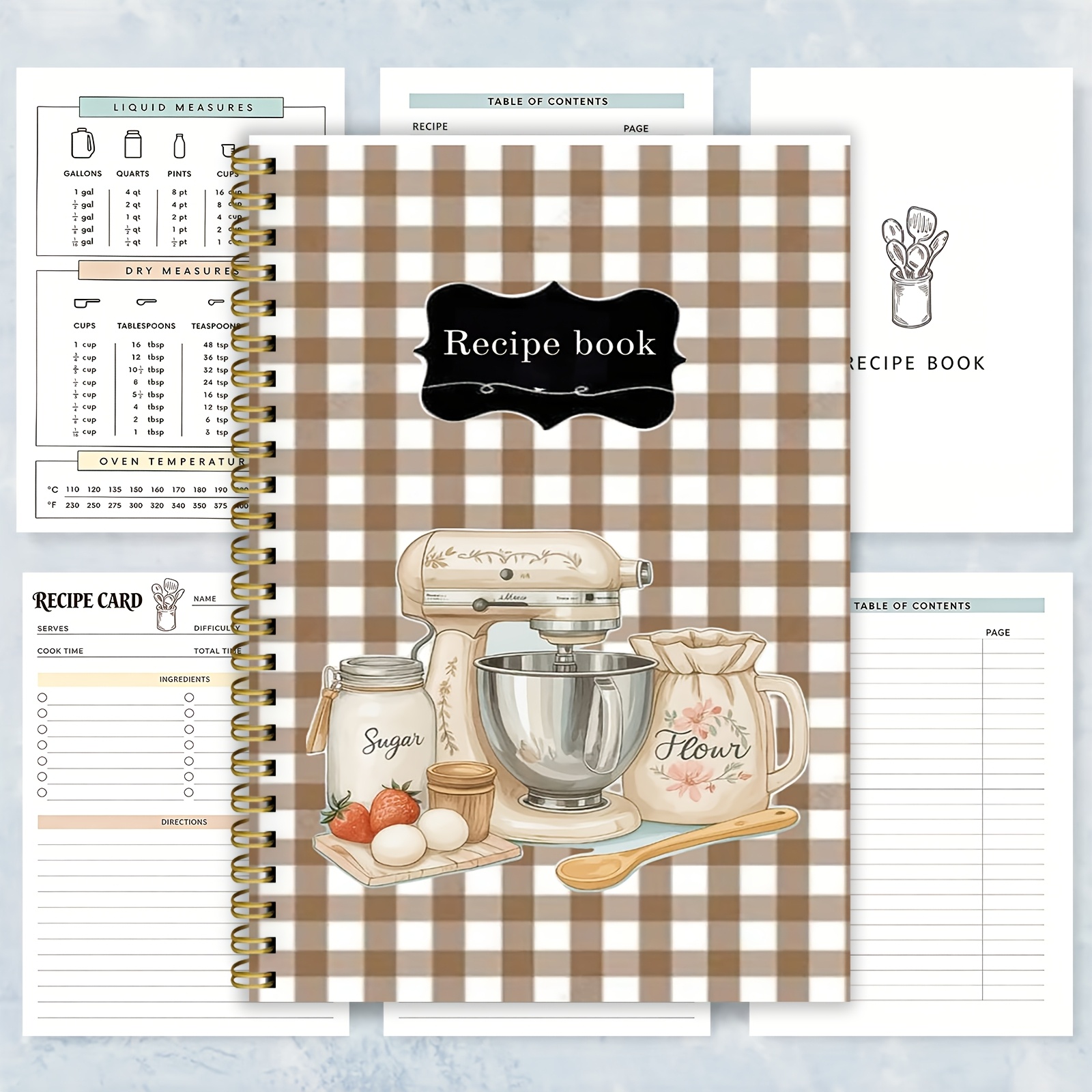 TEMU 2d Flat 1pc Fun Recipe Spiral Notebook Whisk Up Your Kitchen With Of Flour Sugar And Flavor Healthy Recipe Planning Gift Family Recipe Planner