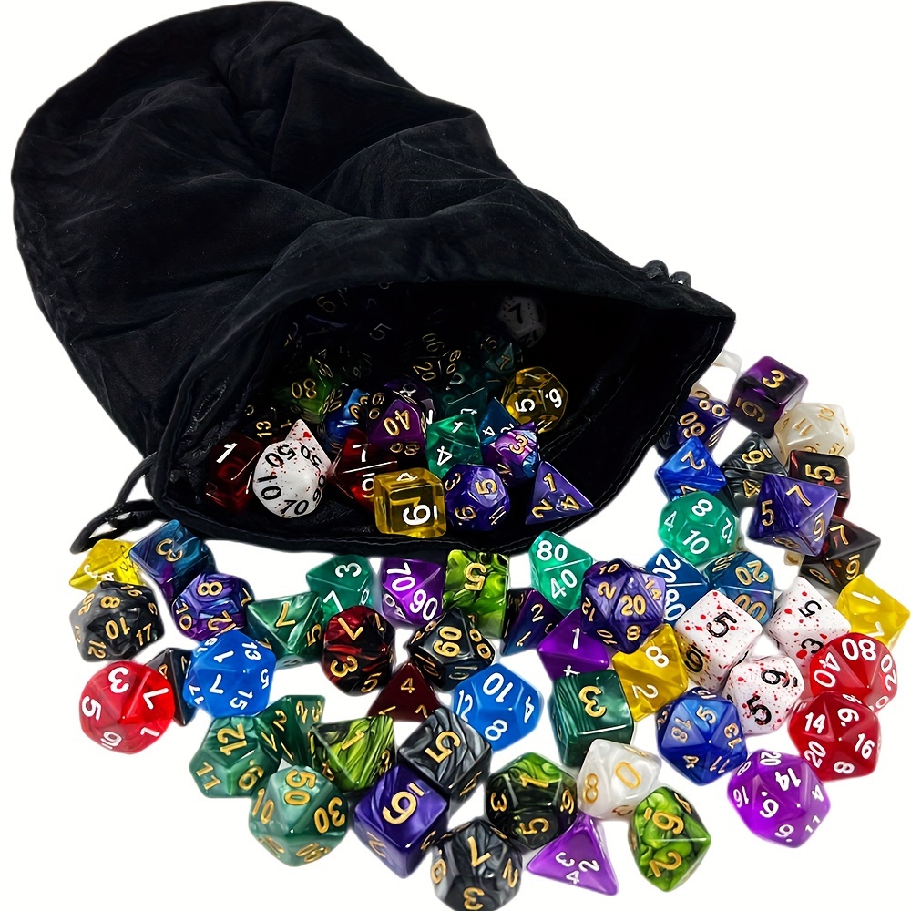 DND Dice Set - 30 X 7 Polyhedral Dice with Drawstring Bag