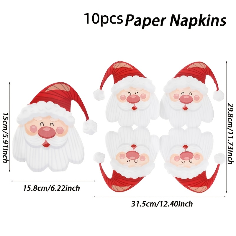 TEMU Set di 10 tovaglioli, carta natalizia, tovaglioli a forma di testa di dei animati, decorazioni natalizie per la casa, regalo di Natale, articoli