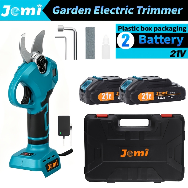 Image of Jemi Tool 21v Brushless Electric Pruning Shears, Professional Handheld Gardening Scissors, With 1.5ah Battery, Sk5 Blade Display Function, Suitable For Pruning Trees, Branches And Plants
