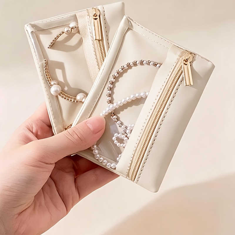 Image of 2pcs Portable Jewelry Storage Pouch, Mini Storage Bag For Rings, Bracelets, Earrings, Travel Jewelry Organizer Pouch