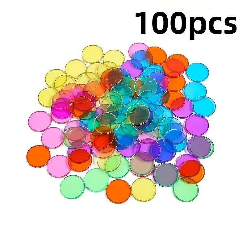 100 Colorful Small Discs, Suitable For Diy Light-transmitting Painting, Creative Element Decoration Cards, Bingo Game Chips