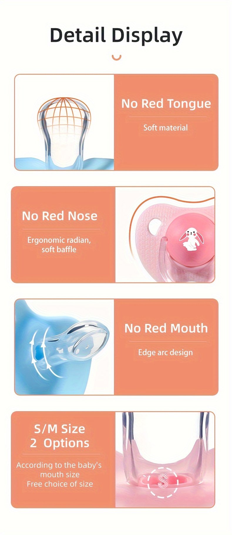 cartoon pattern thumb shape toddlers soothe kids newborn baby silicone pacifier with   details 6