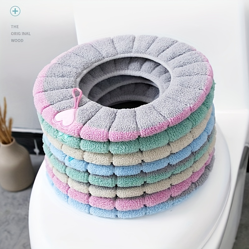 

Cozy Toilet Seat Cover - , Warm Cushion For Winter , Portable & Removable Design, Soft Acrylic Material, Ideal For Home, Dorms, And Holiday Gifts, Best For Christmas