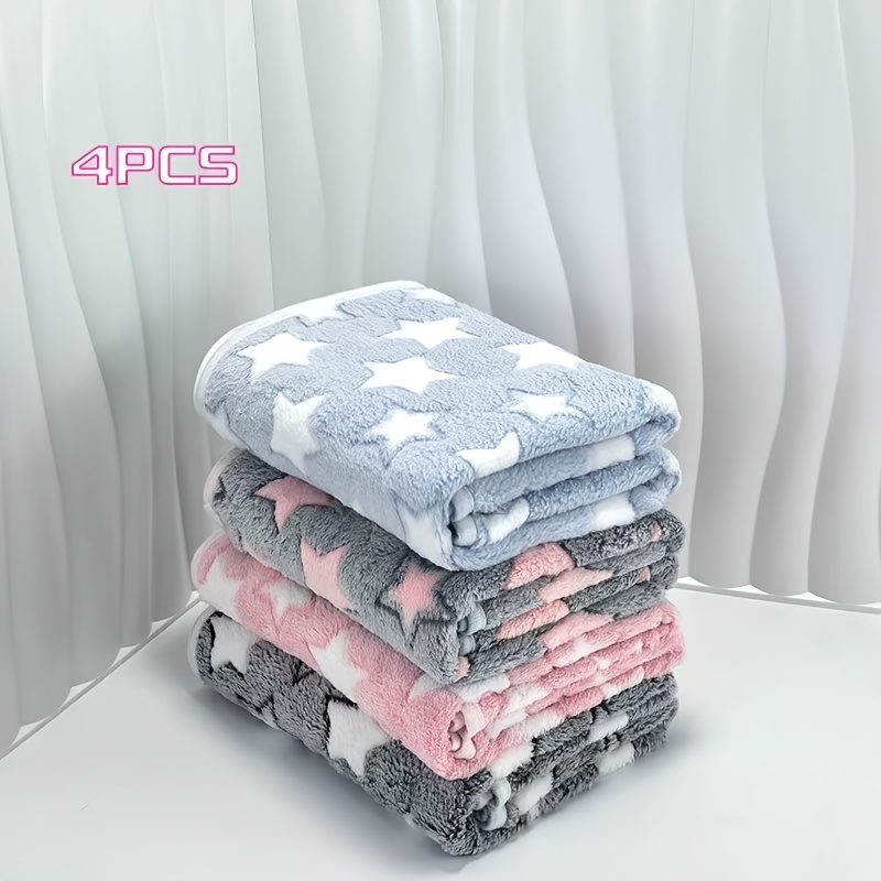 TEMU 4pcs Exquisite Flannel Bed Cover And Blanket, Keeping Your Furry Pets Warm And Comfortable, Suitable For Home, Office, Camping, Travel, Perfect
