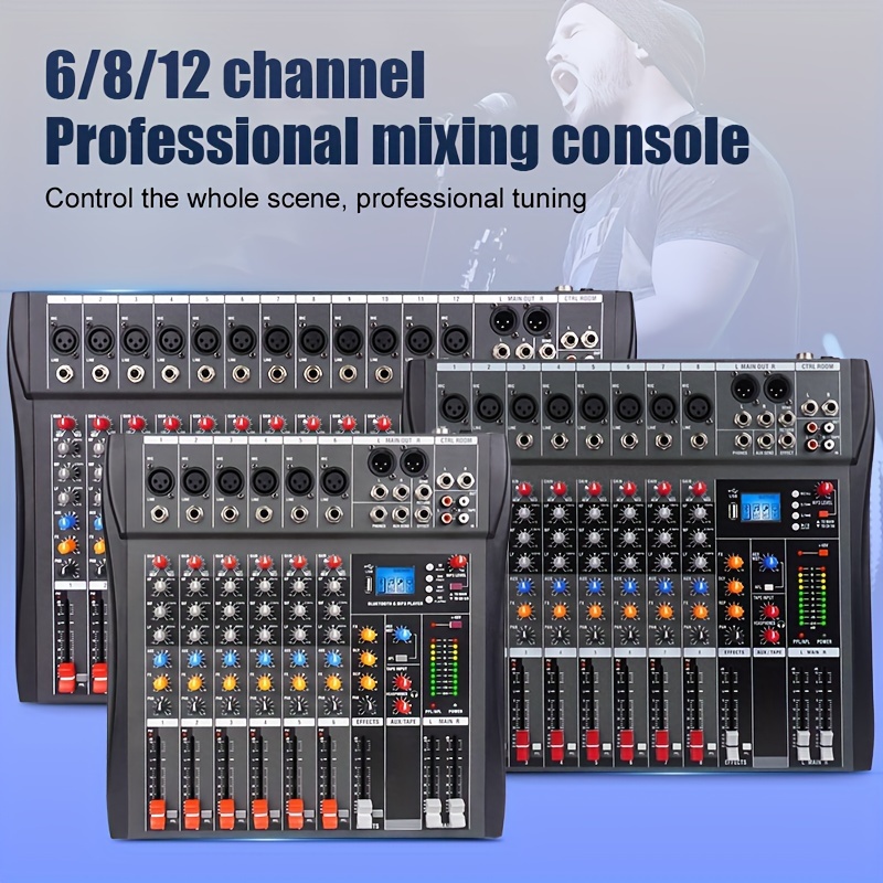 6 Channel Audio Mixer Sound Mixing Console hotsell with 48V Power RCA Input/Output